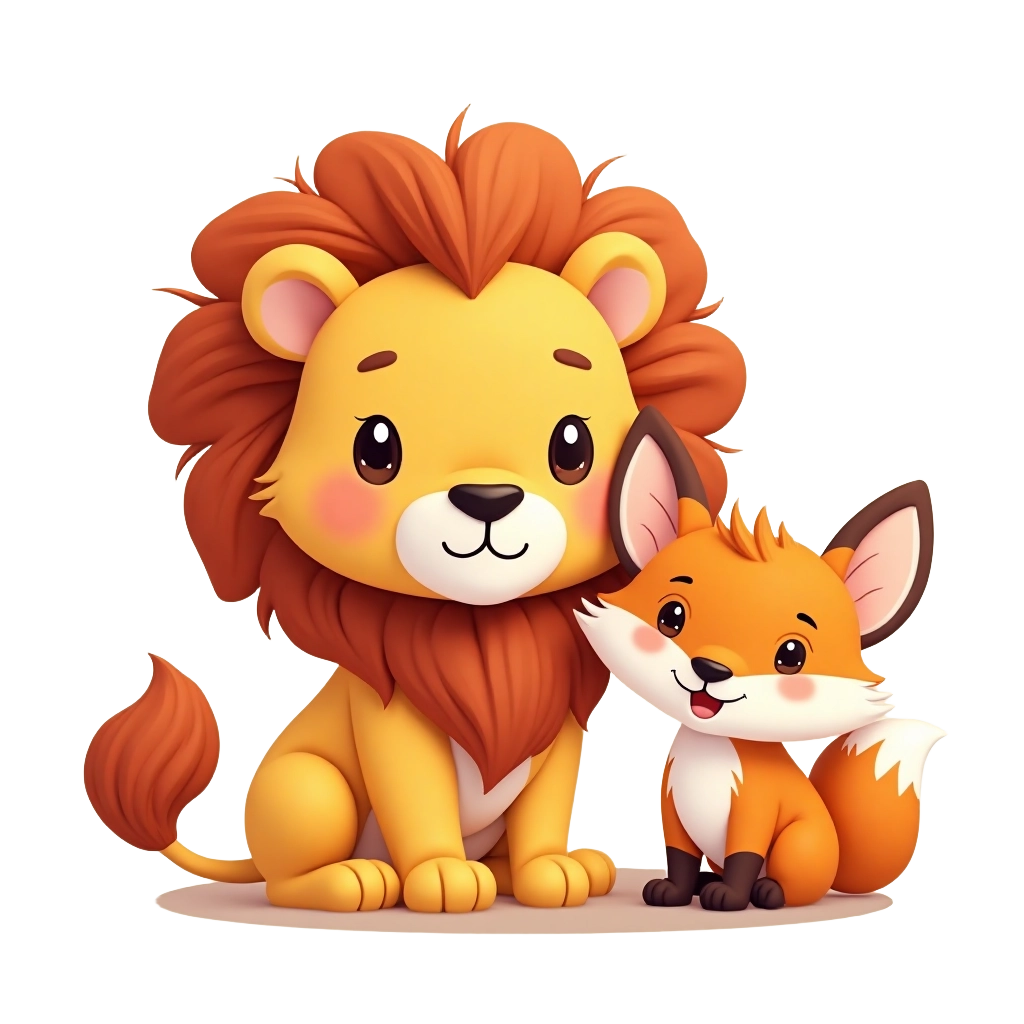 Lion and Fox Friendship