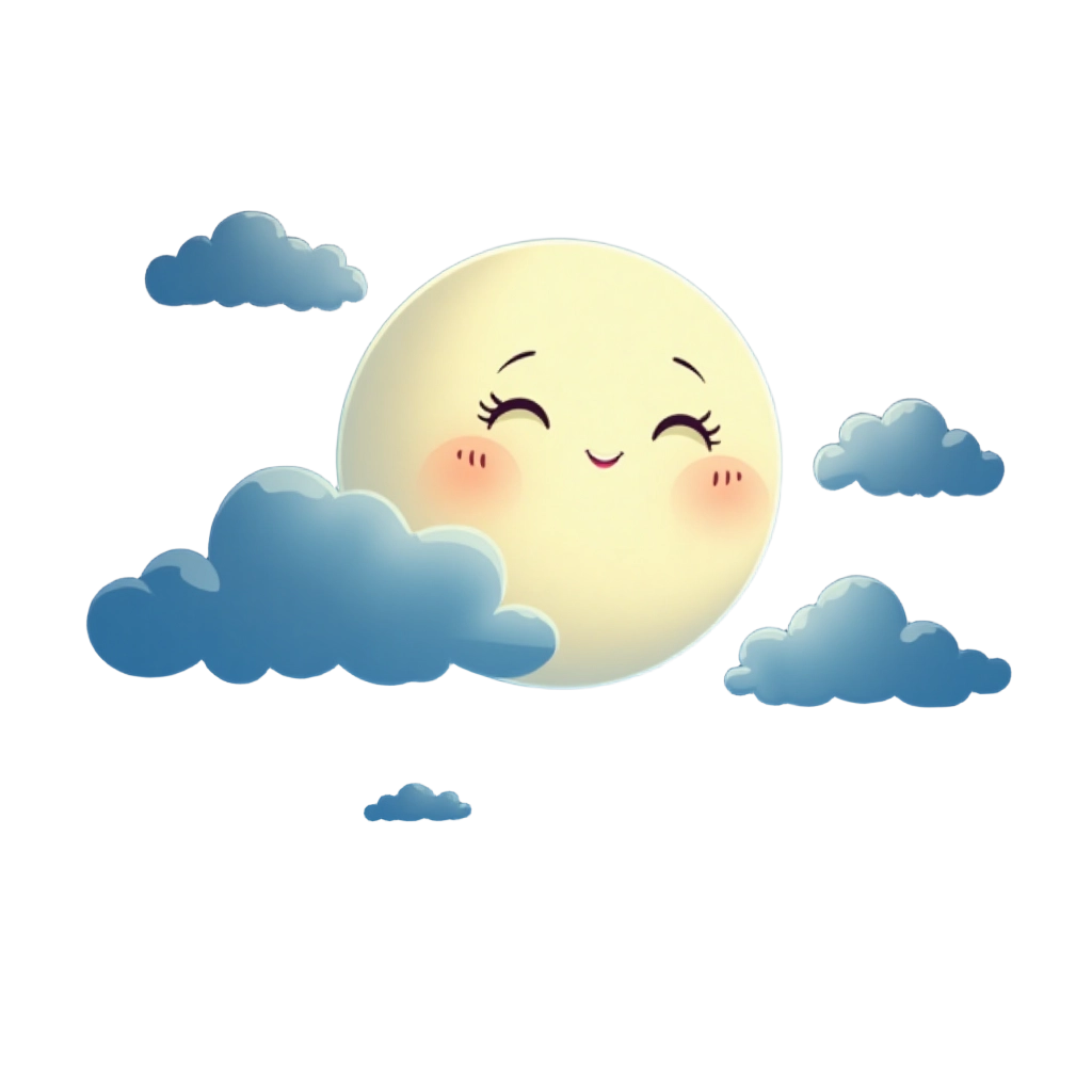 Cute Moon in the Clouds