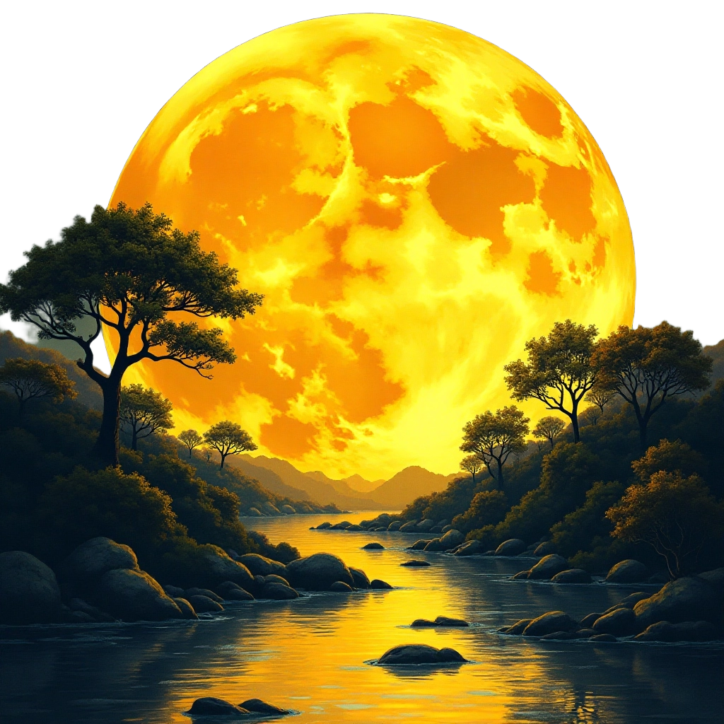 Golden Moonrise over the River