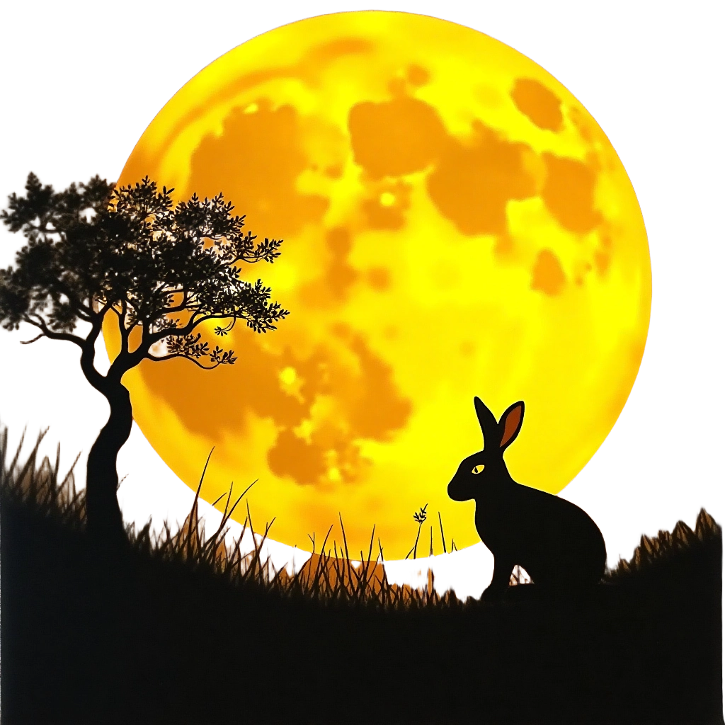 Moonlit Rabbit Silhouette