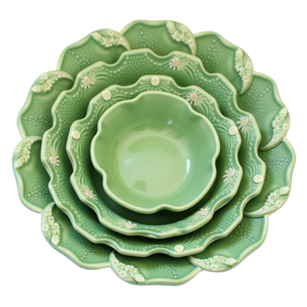 Green Ceramic Bowls Set