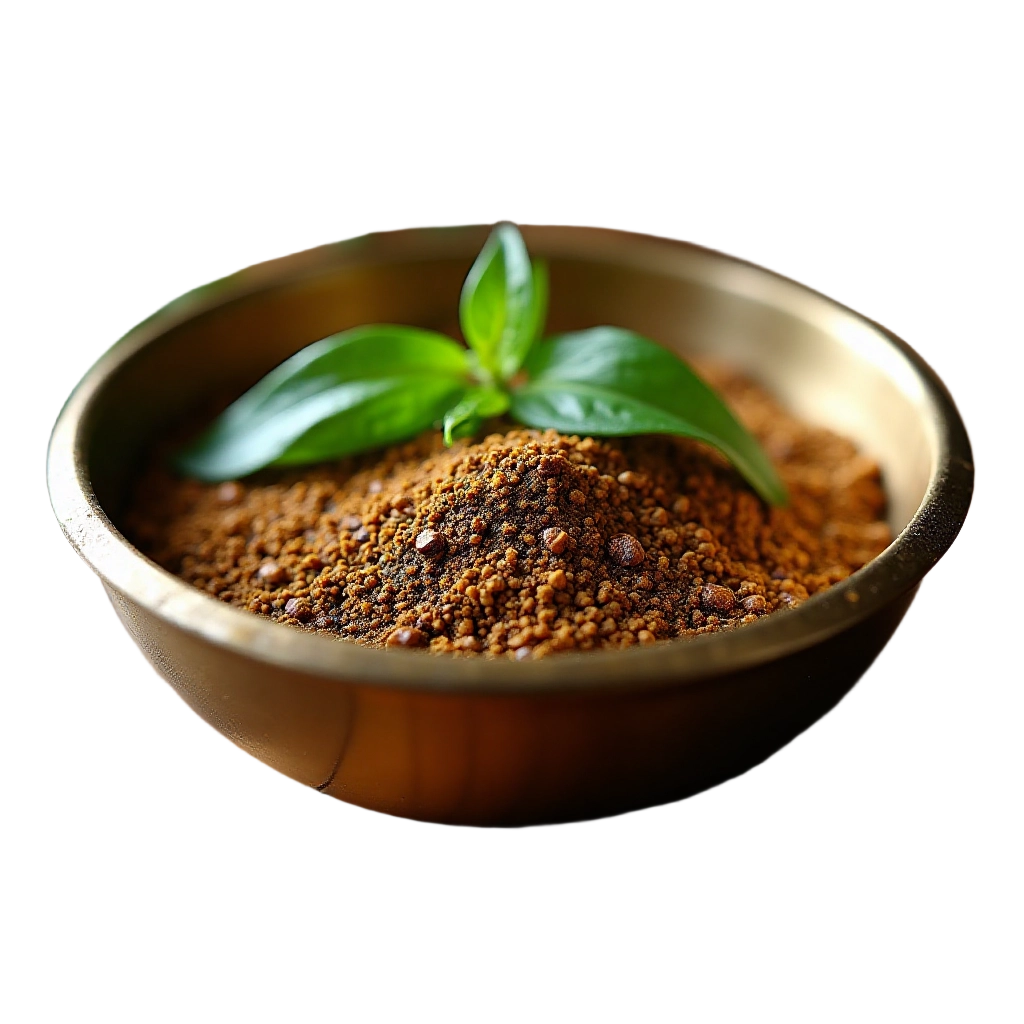 Ground Spices with Basil Leaves