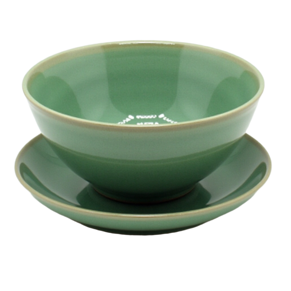 Green Ceramic Bowl and Plate Set