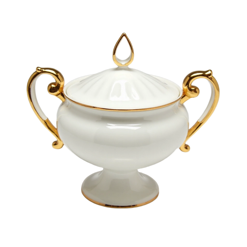 Elegant White and Gold Porcelain Urn