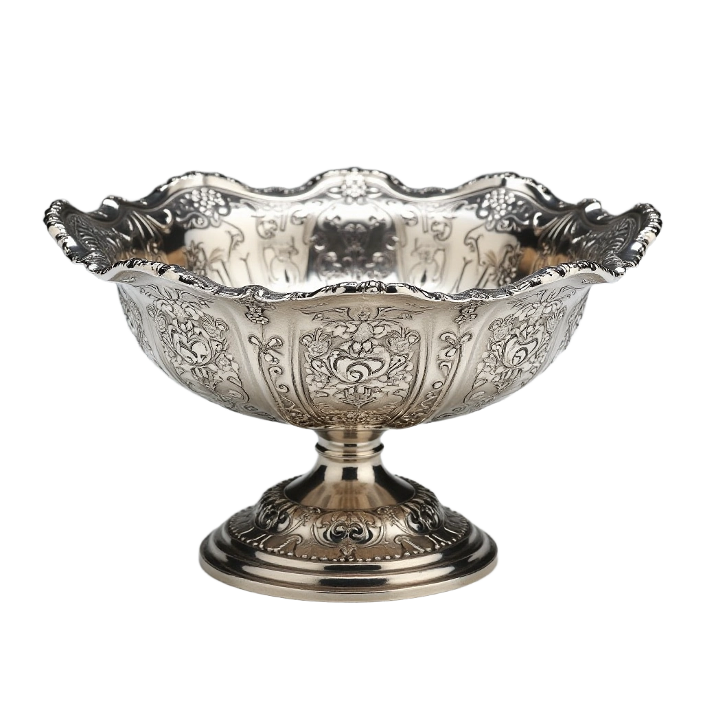 Ornate Silver Pedestal Bowl