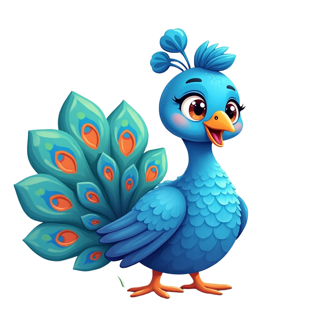 Cute Cartoon Peacock