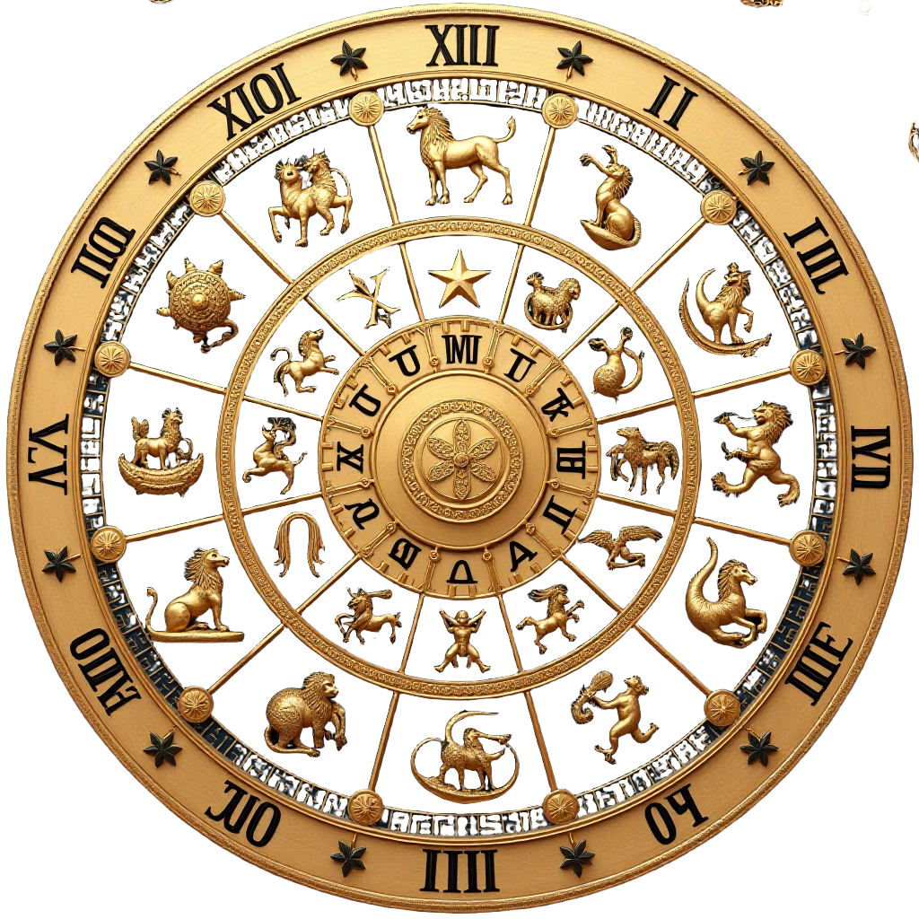 Golden Zodiac Wheel