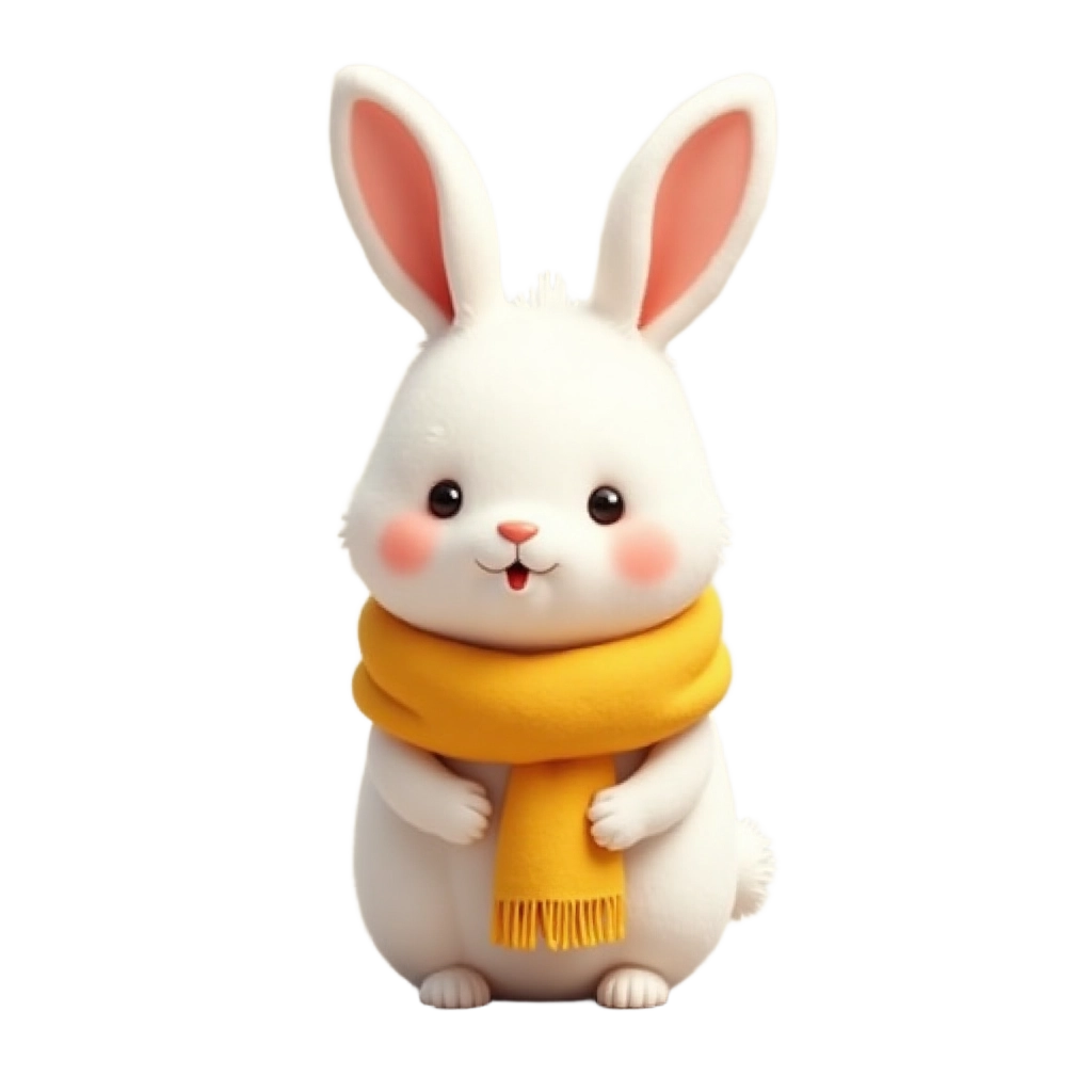 Adorable Bunny with Yellow Scarf