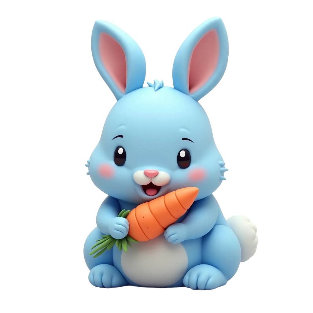 Blue Bunny with Carrot