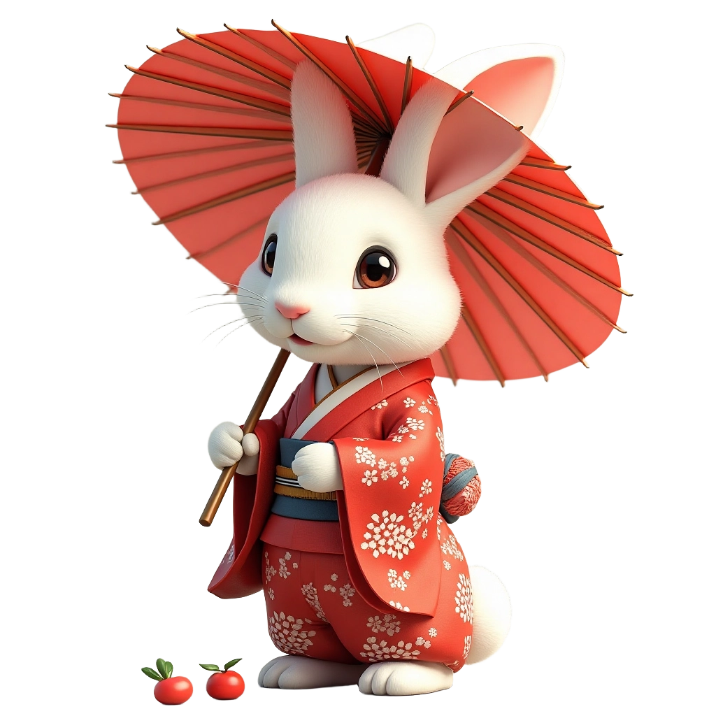 Elegant Rabbit in Kimono