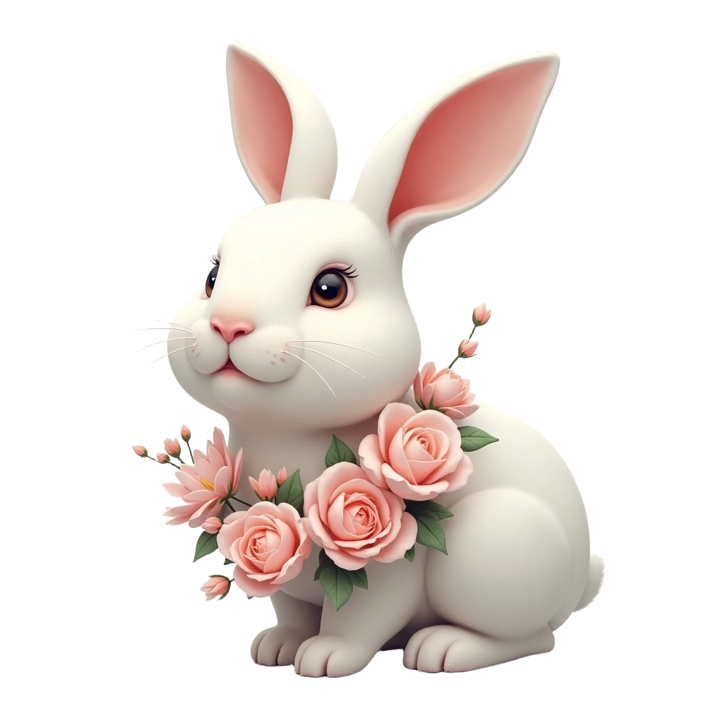 Elegant Bunny with Floral Wreath