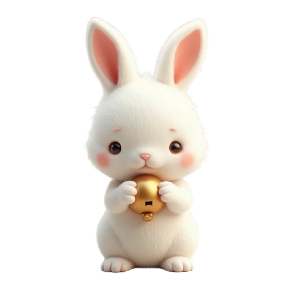 Adorable Bunny with a Golden Bell