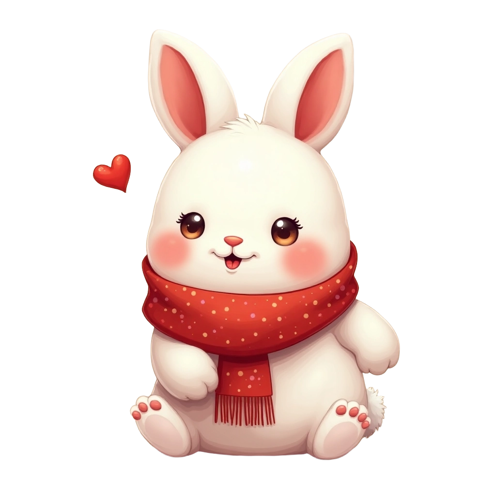 Cuddly Bunny with a Red Scarf