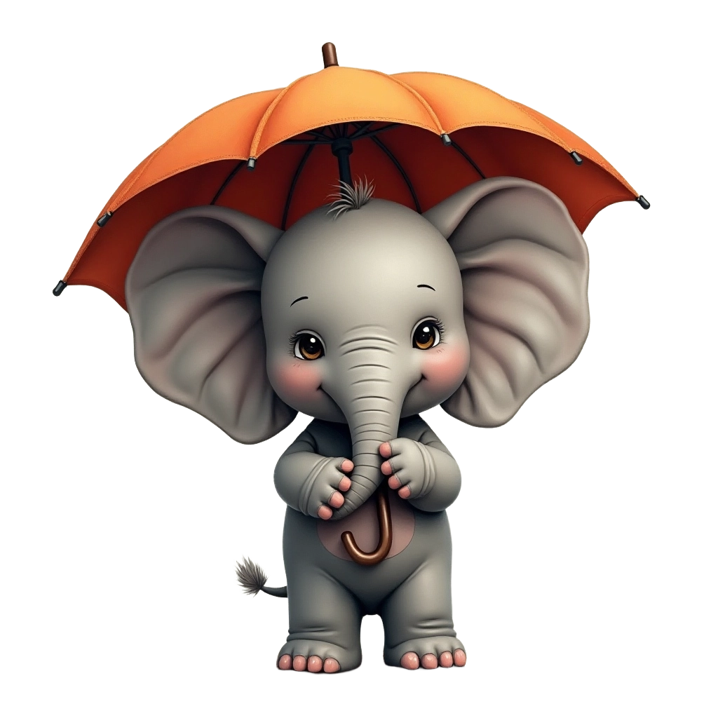 Cute Elephant with Umbrella