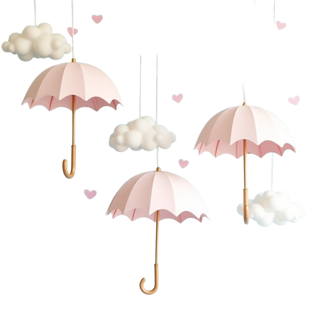 Whimsical Umbrellas and Clouds