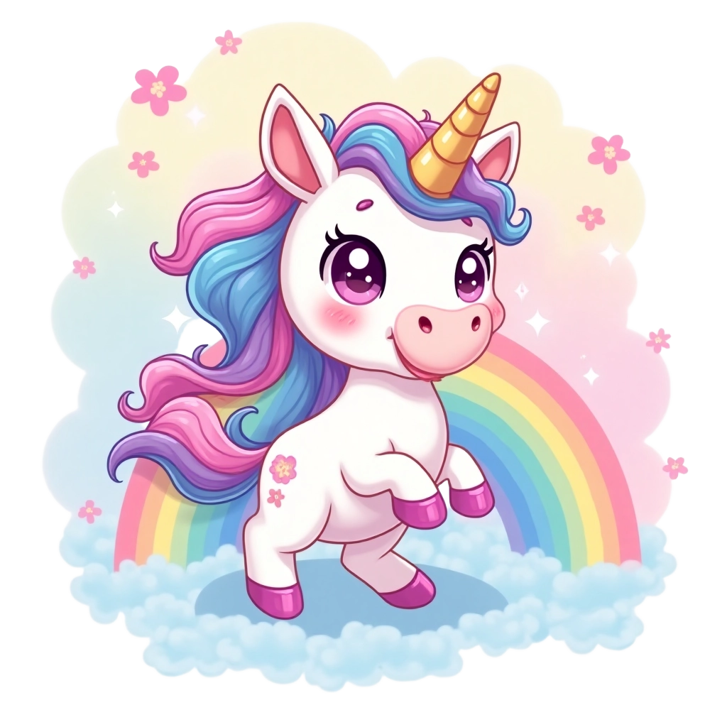 Rainbow Unicorn in the Clouds