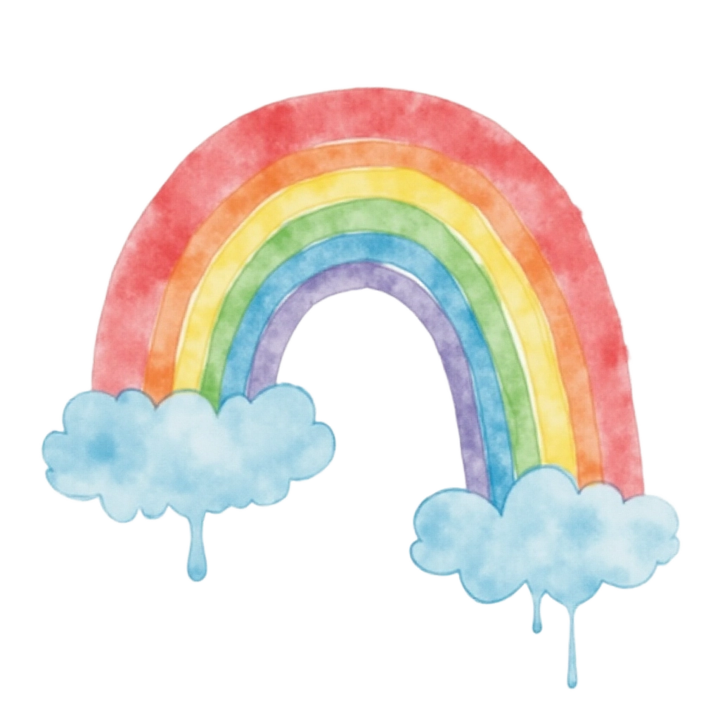 Watercolor Rainbow and Clouds