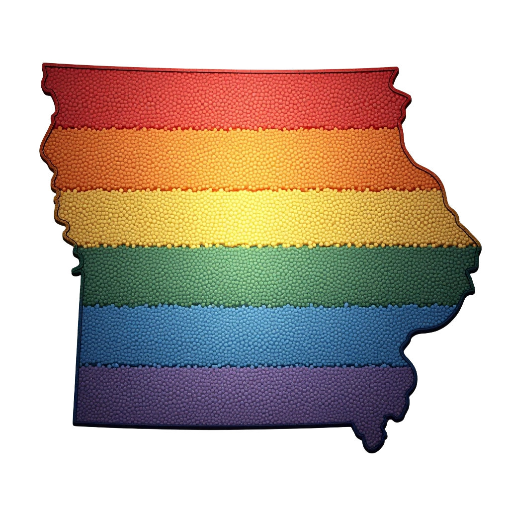 Iowa Rainbow Flag Map