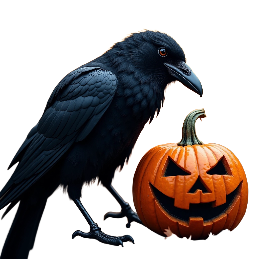 Halloween Raven and Pumpkin