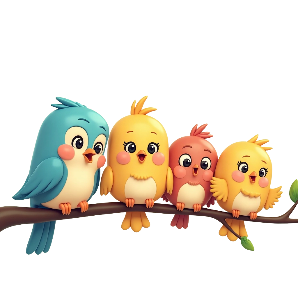 Colorful Bird Friends on a Branch