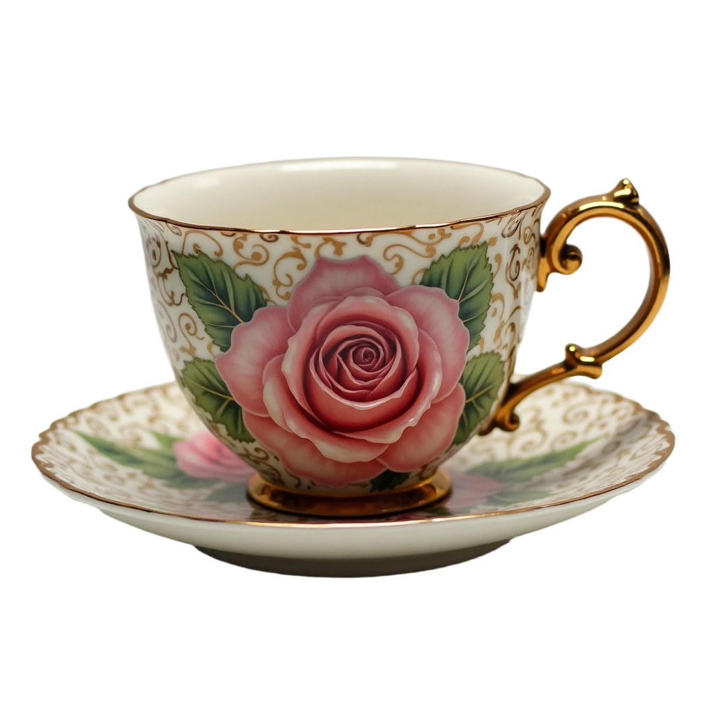 Elegant Rose Tea Cup and Saucer Set