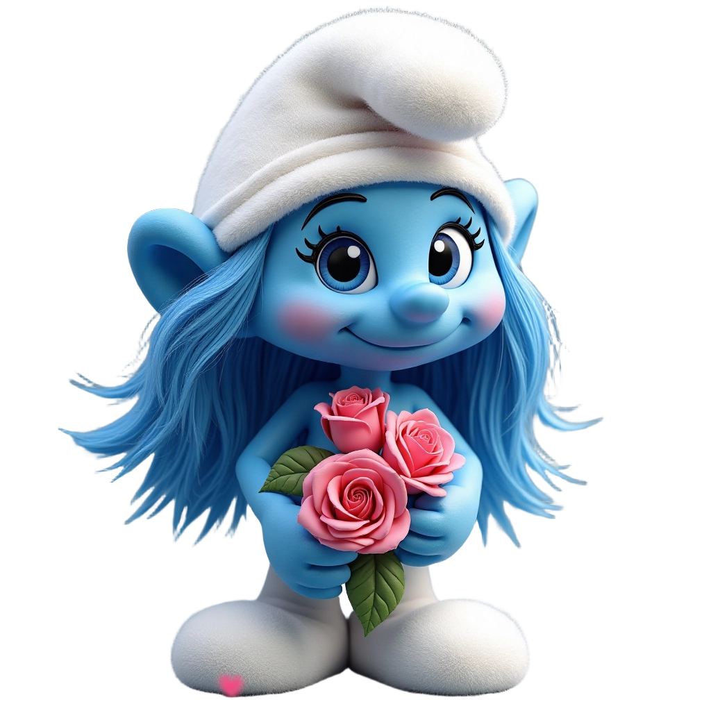 Charming Blue Elf with Pink Roses