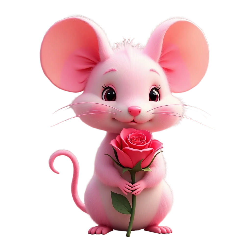 Charming Mouse with a Rose