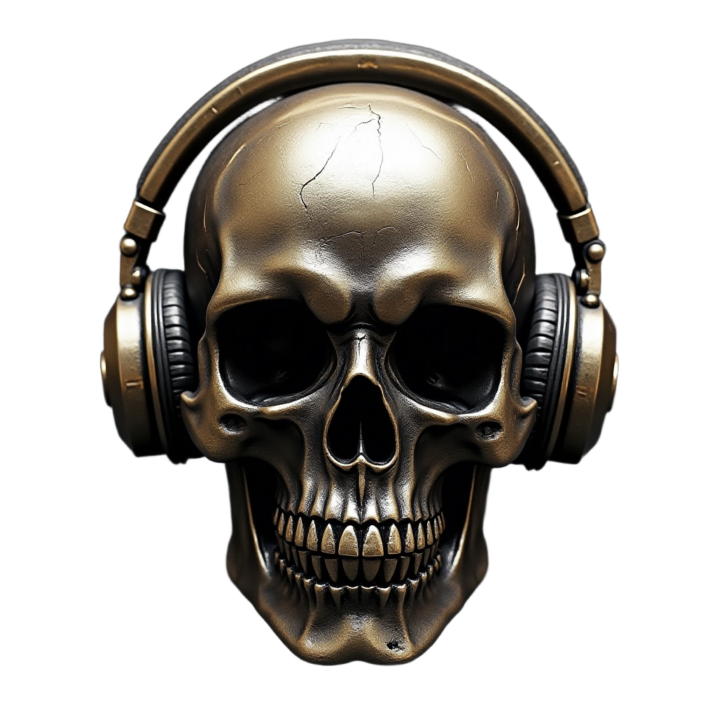 Metallic Skull with Headphones