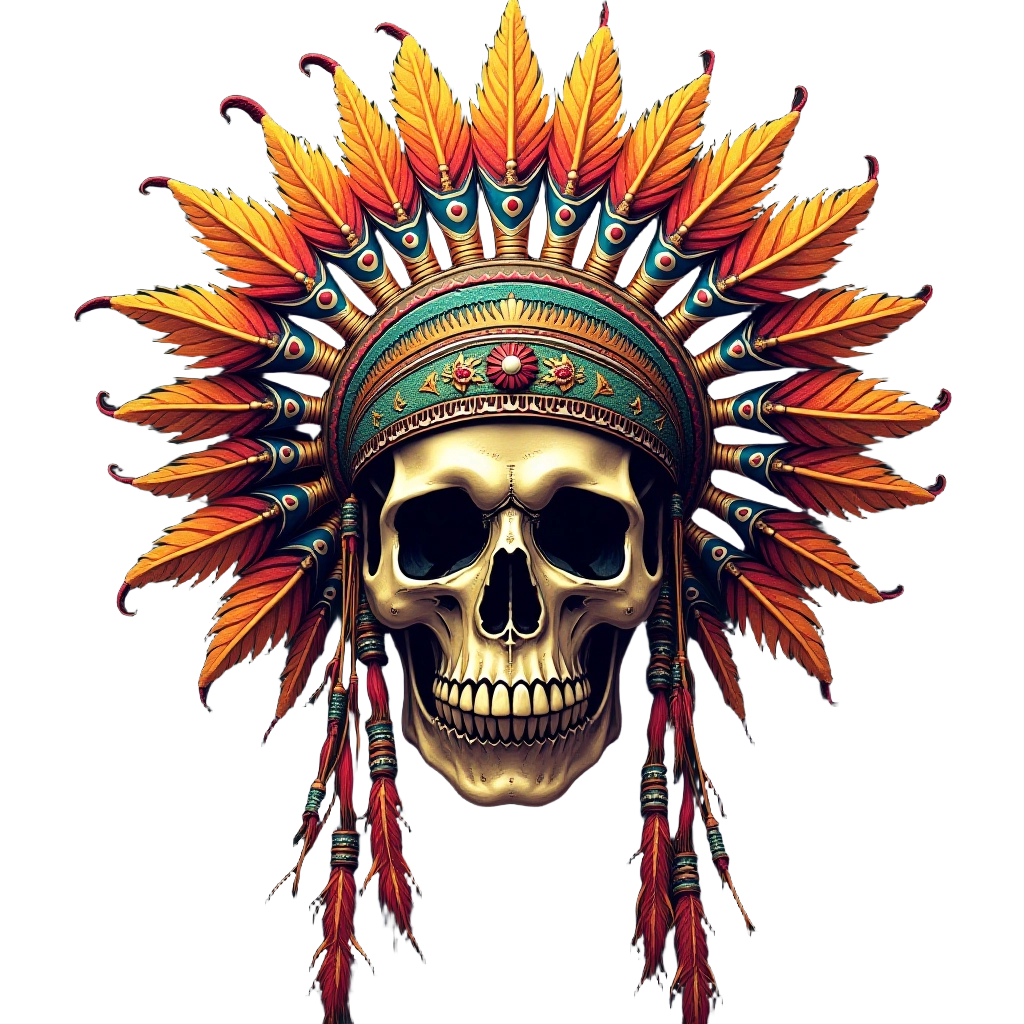 Golden Skull with Tribal Headdress