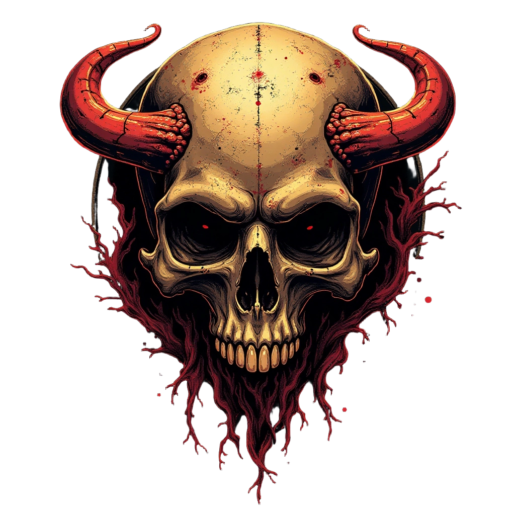 Fiery Horned Skull