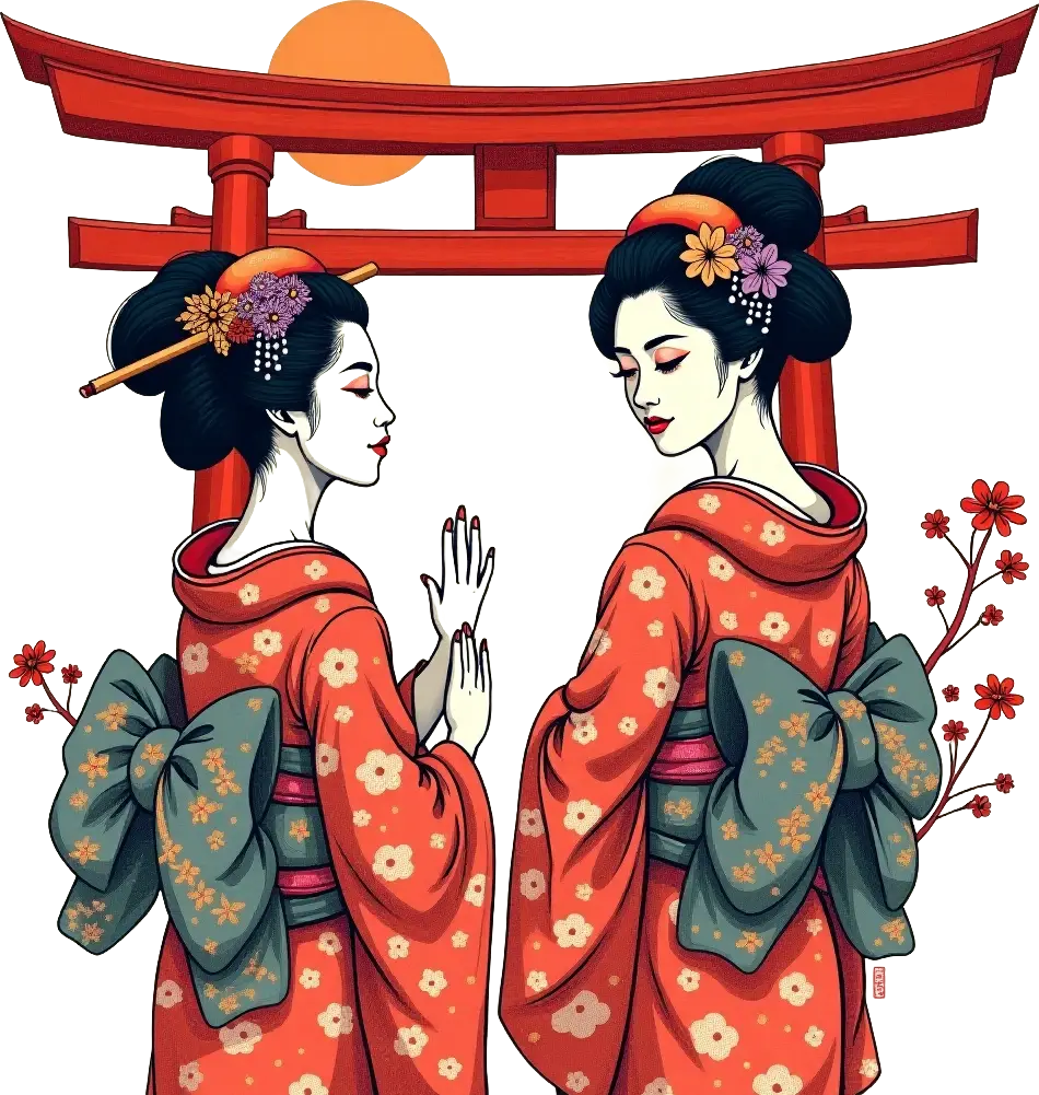 Geisha Girls at a Shrine