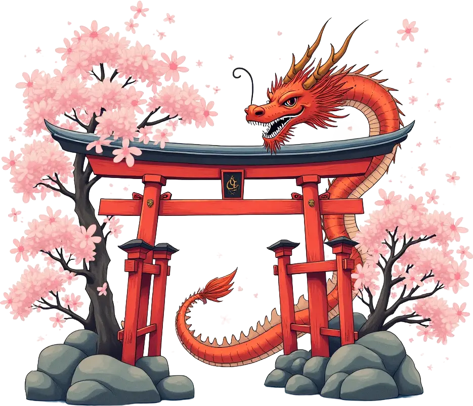 Dragon at the Torii Gate