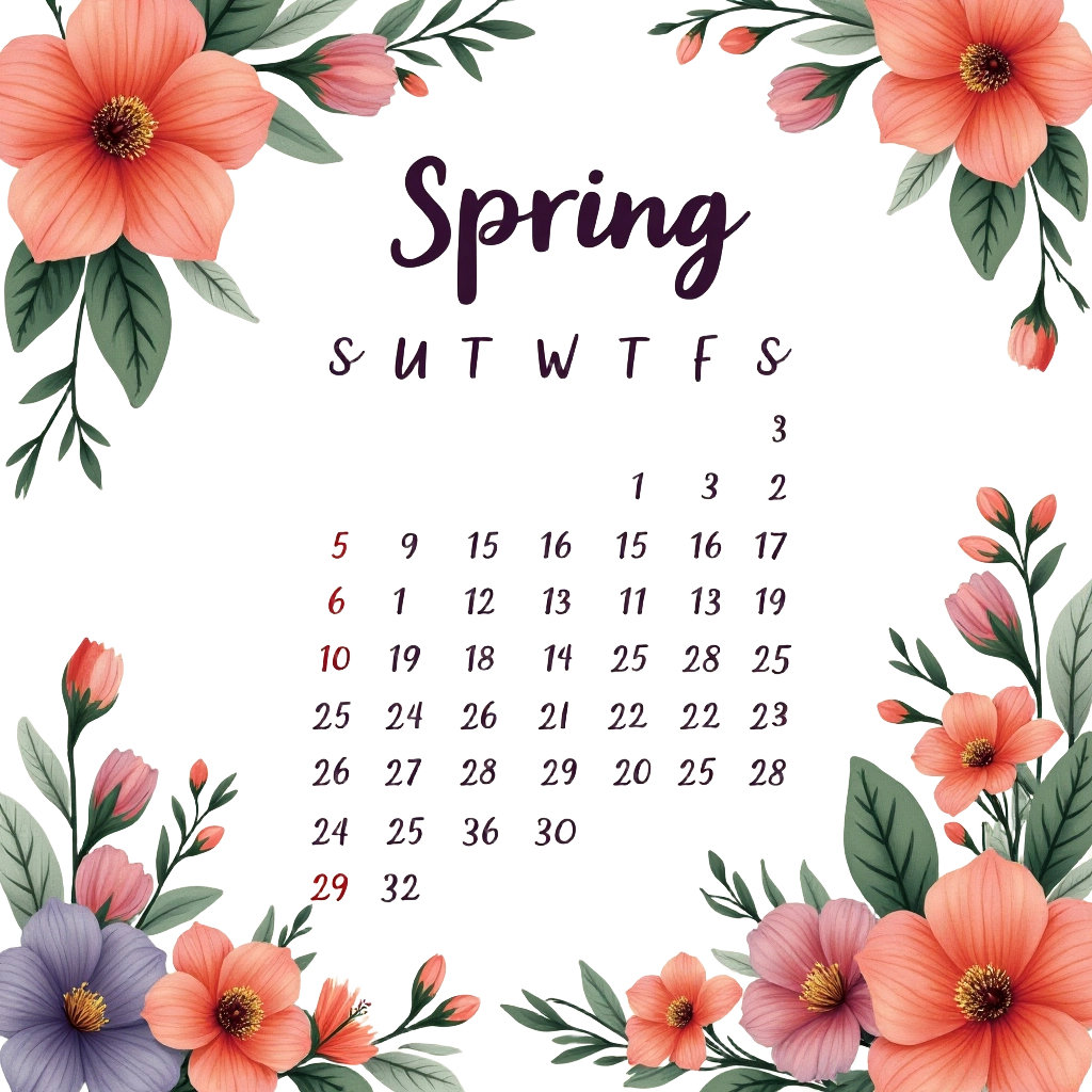 Spring Floral Calendar