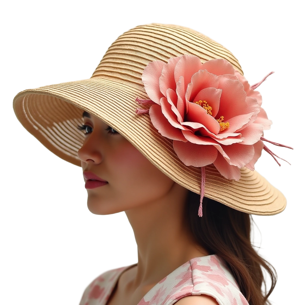 Elegant Summer Hat with Floral Decoration