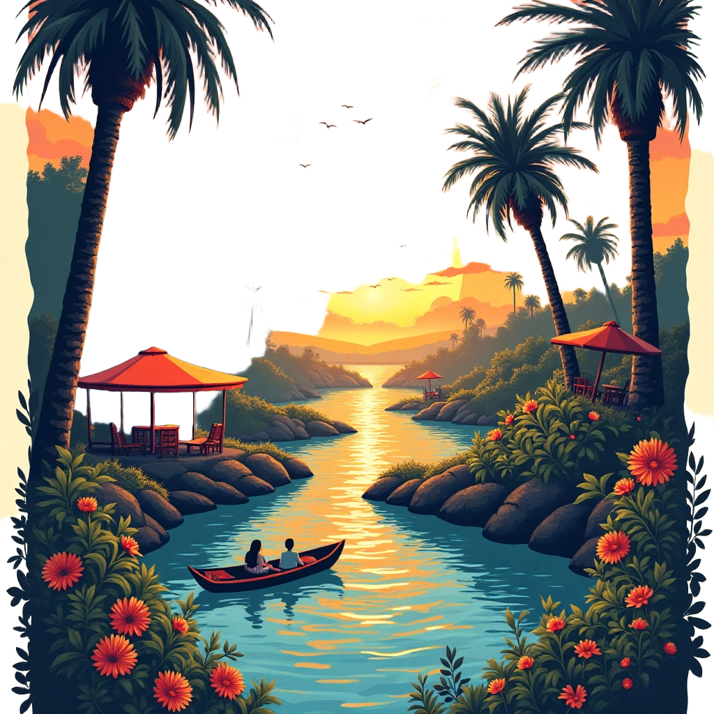 Tropical Paradise at Sunset