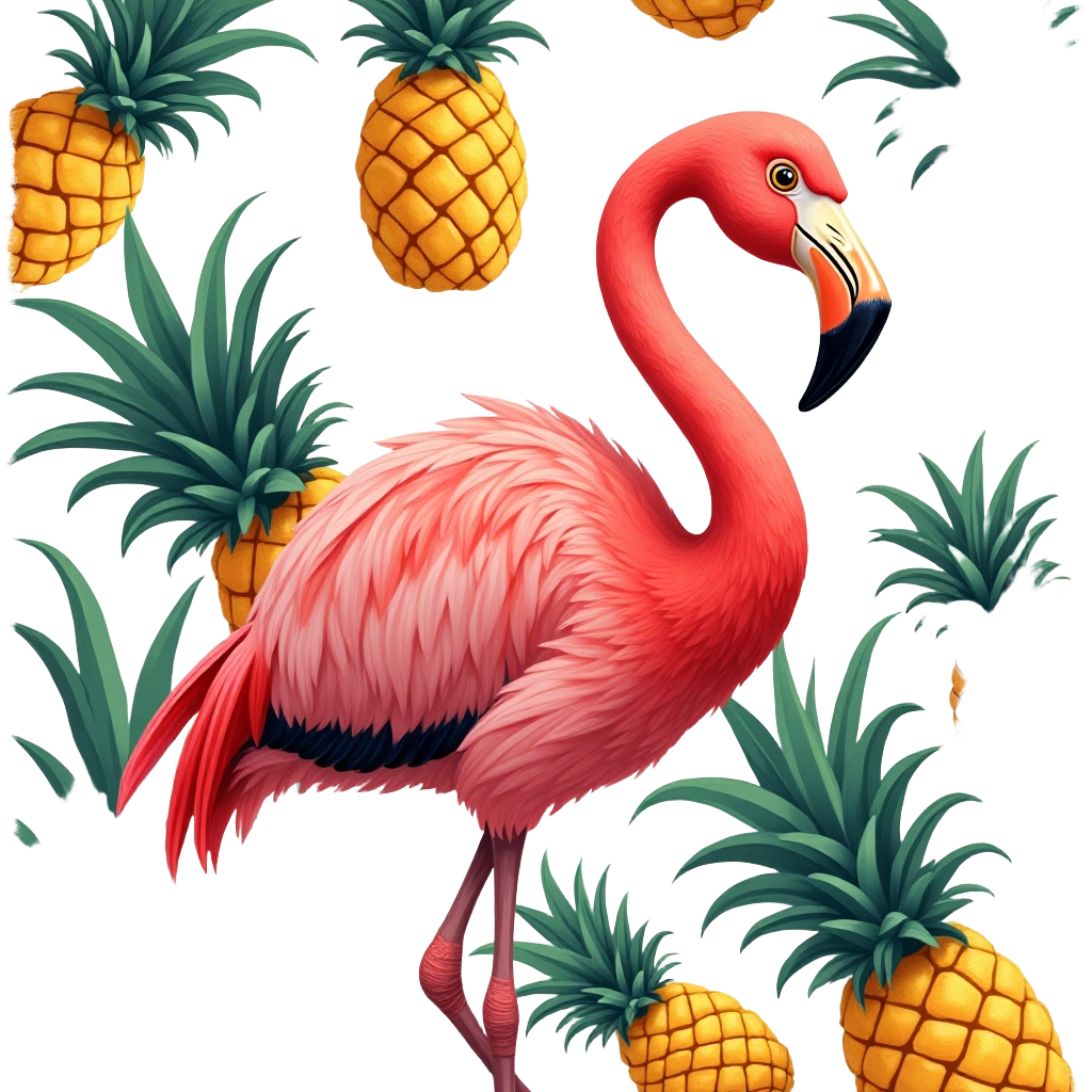 Flamingo and Pineapples