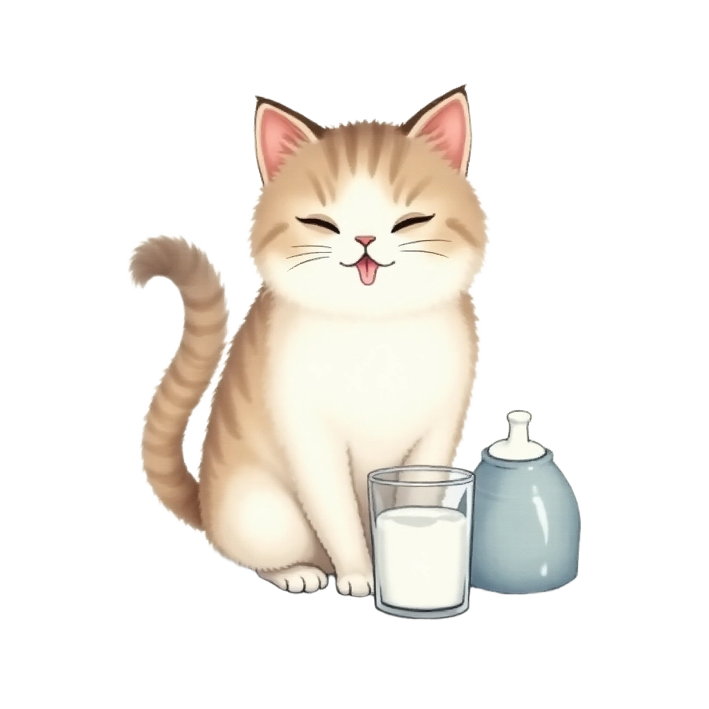 Happy Cat with Milk