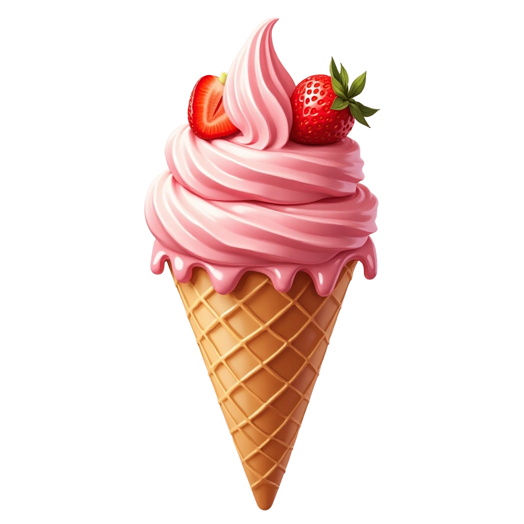 Strawberry Ice Cream Cone