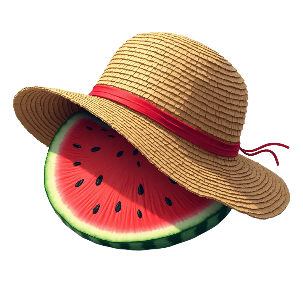 Watermelon and Straw Hat