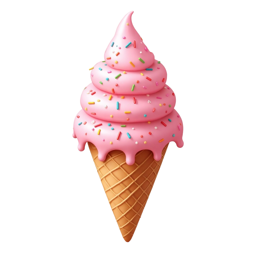 Pink Ice Cream Cone with Sprinkles