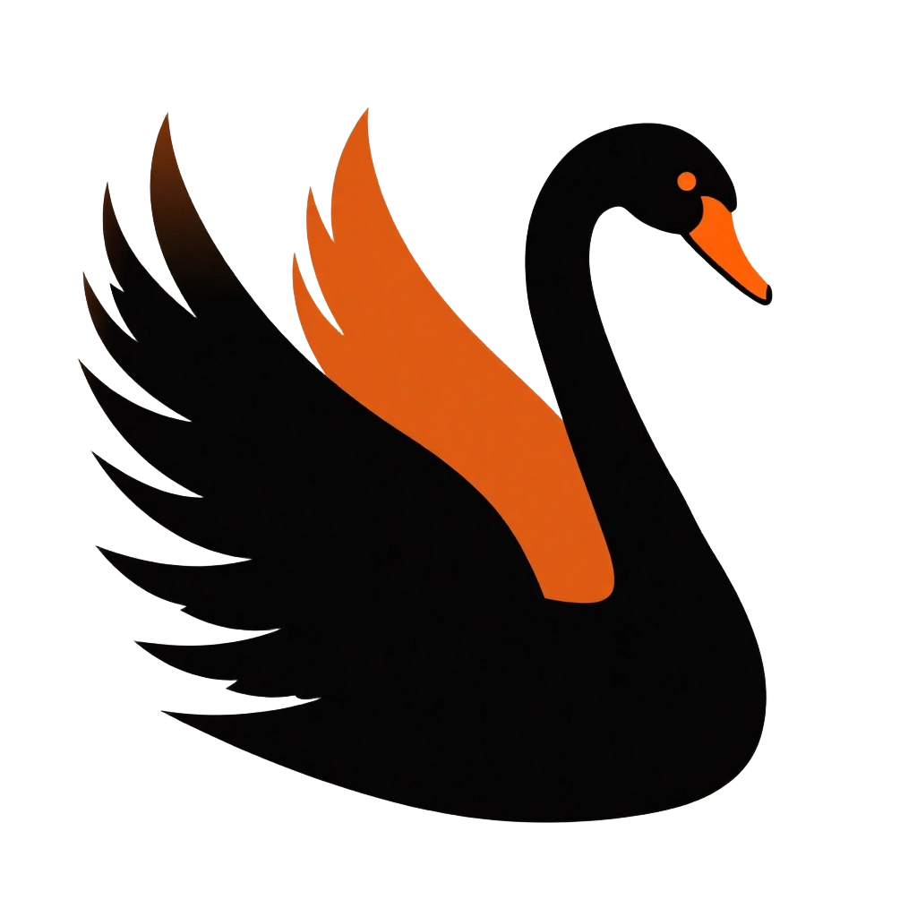 Black and Orange Swan Illustration