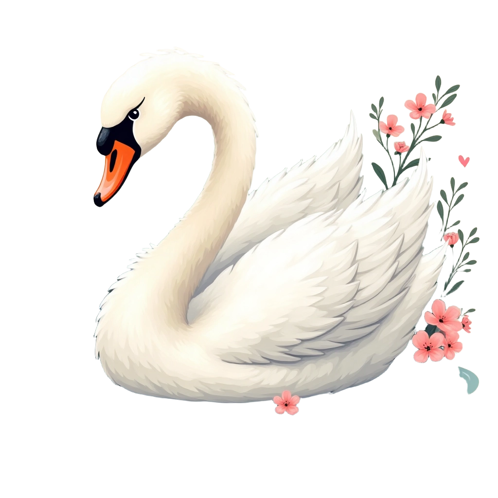 Elegant Swan with Floral Accents