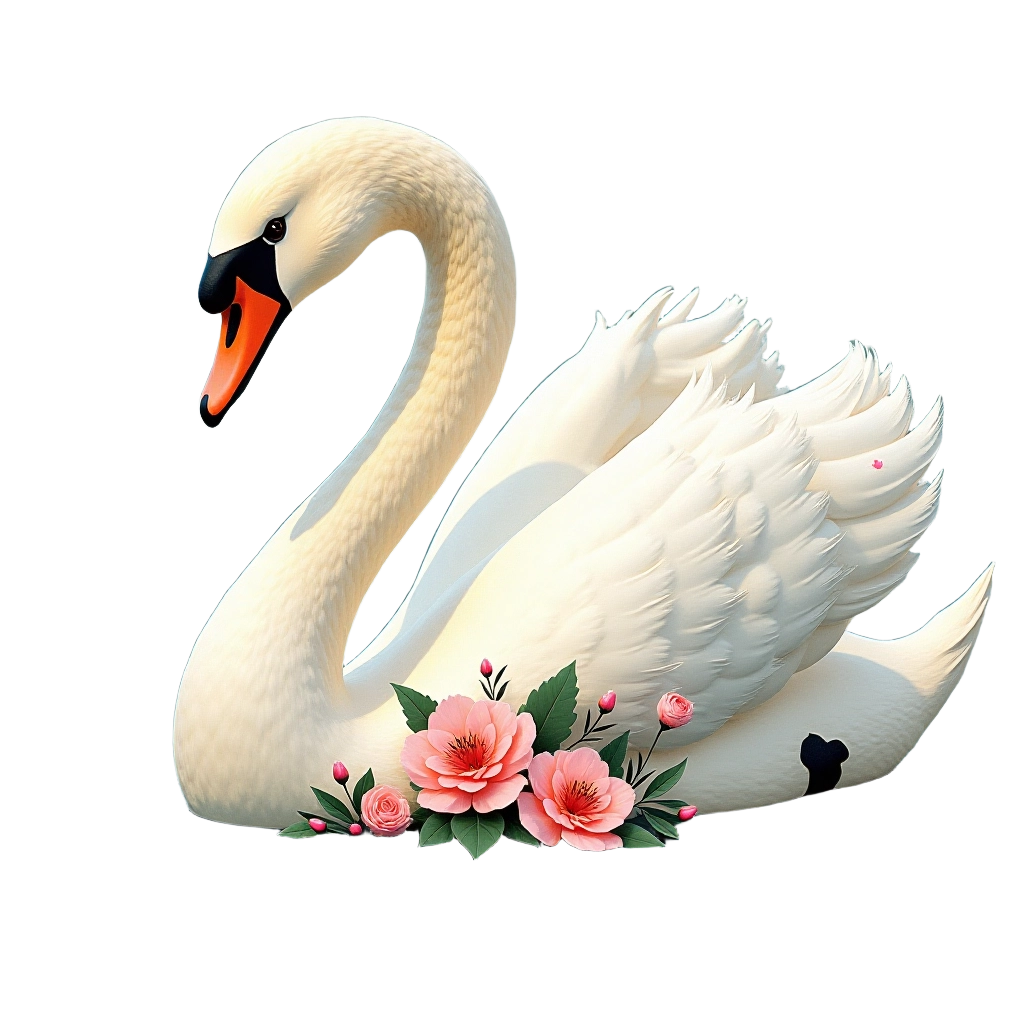 Elegant Swan with Floral Accents