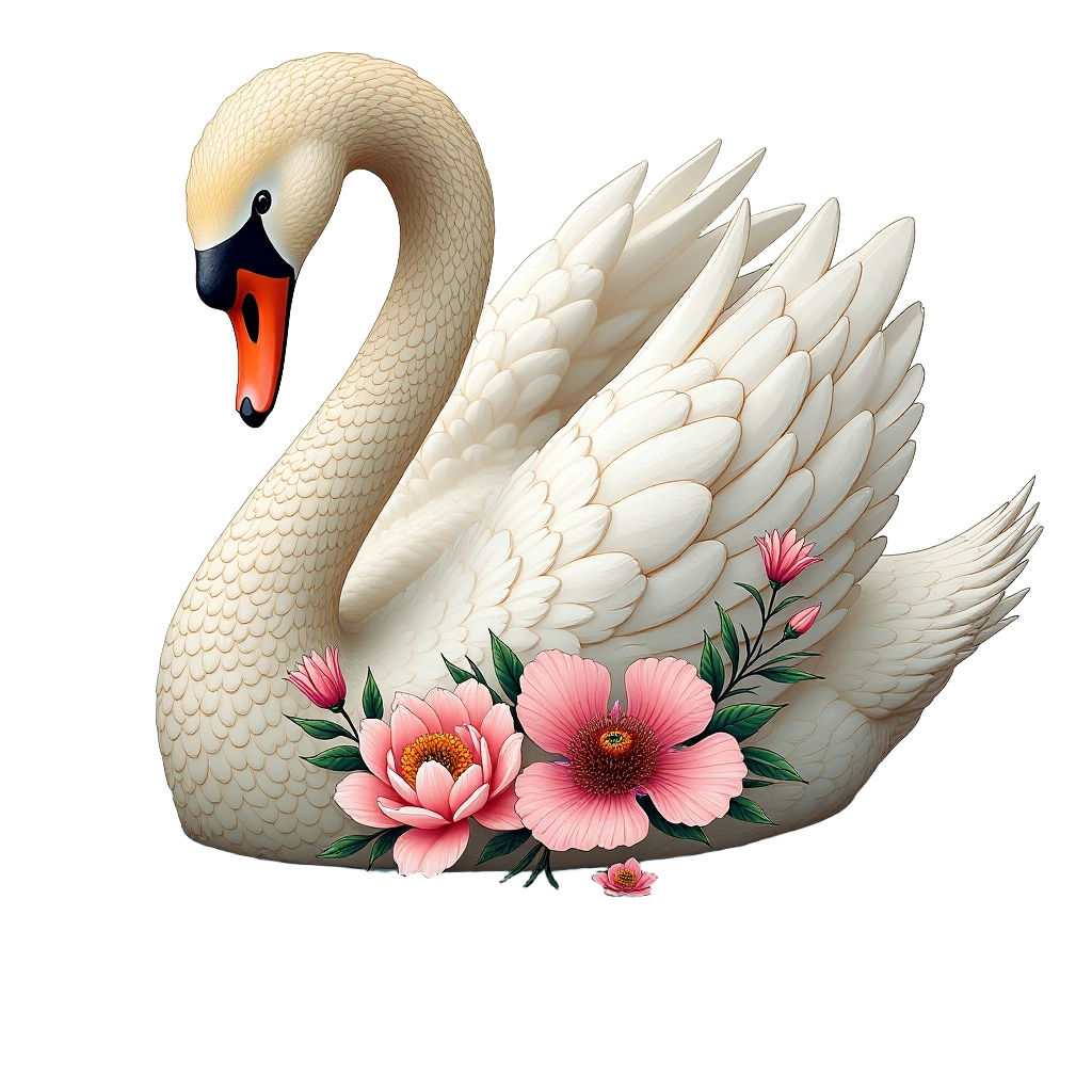 Elegant Swan with Floral Accents