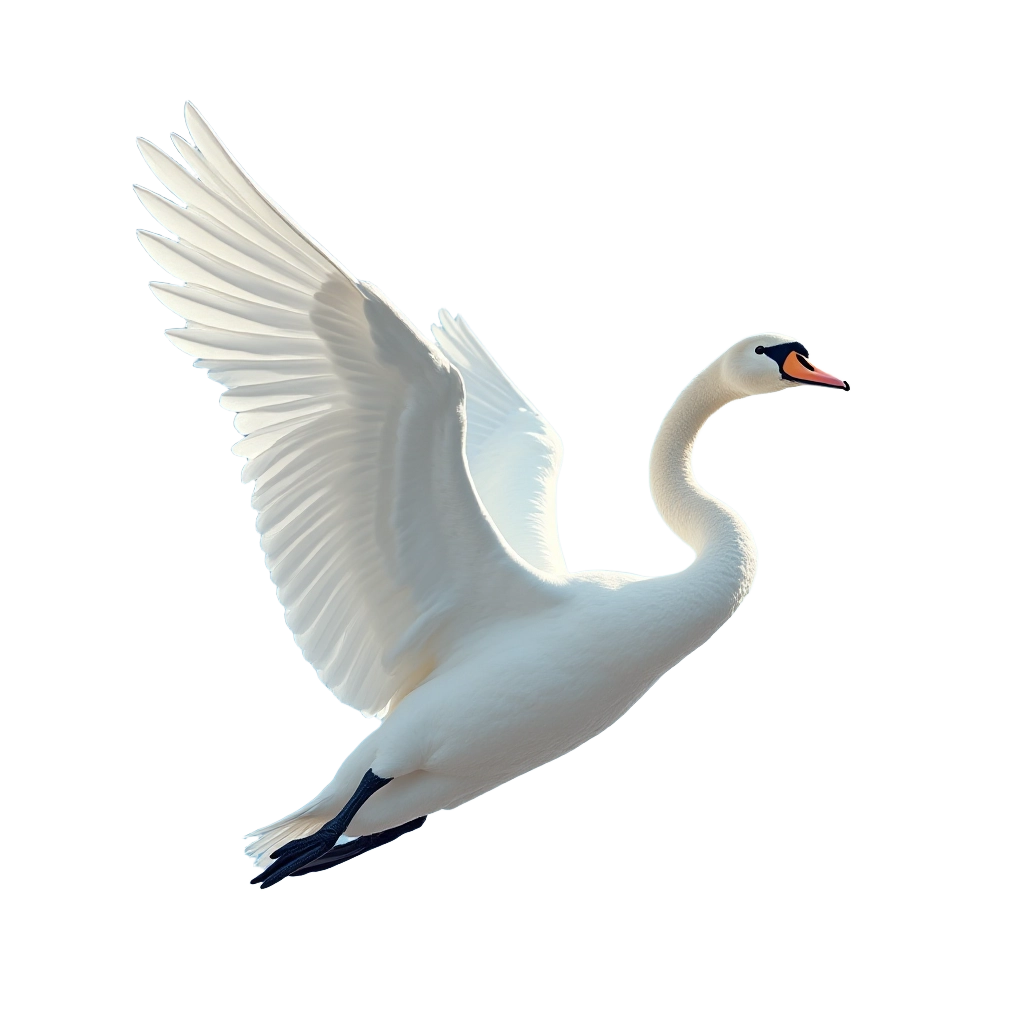 Graceful Swan in Flight