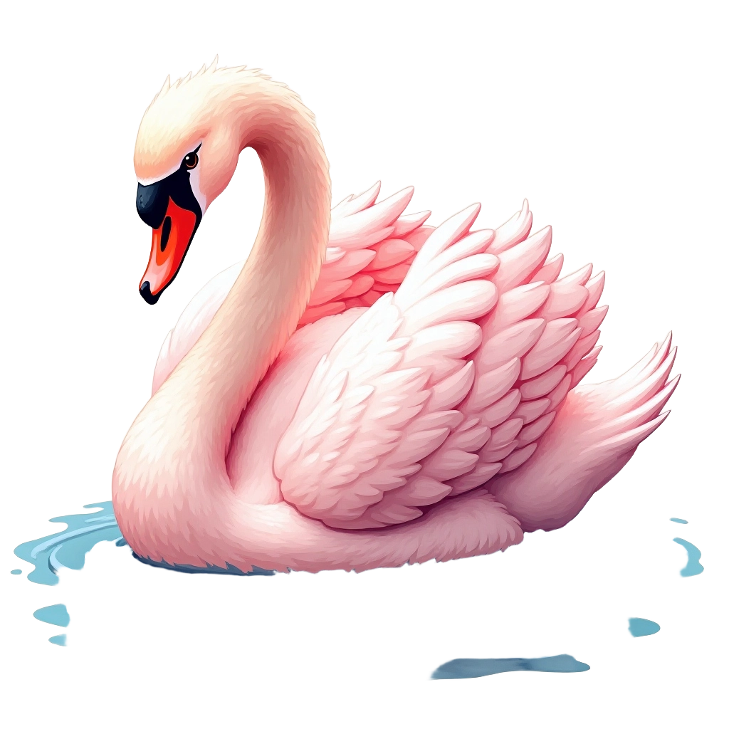 Pink Swan in Water