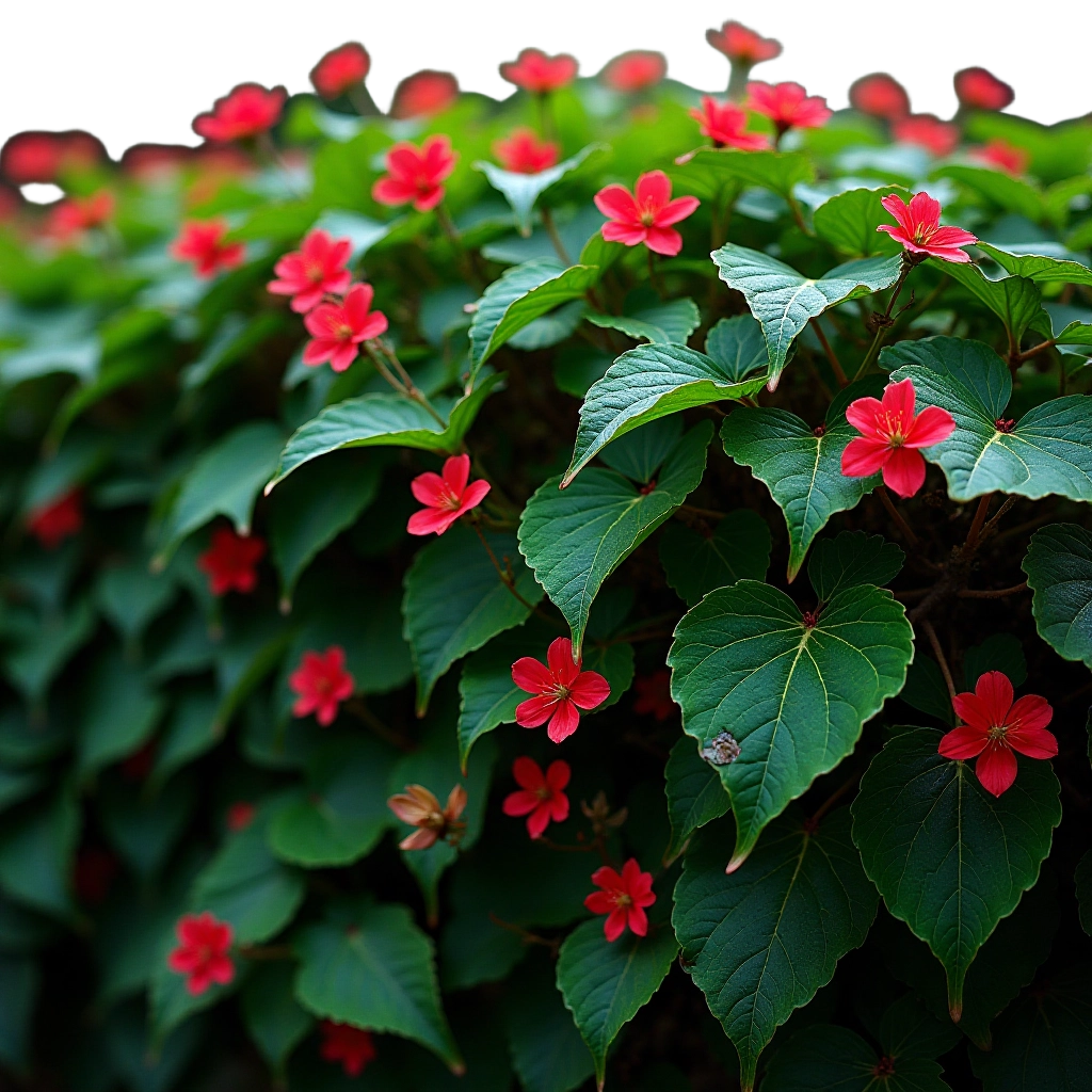 Vibrant Red Flowers and Green Leaves