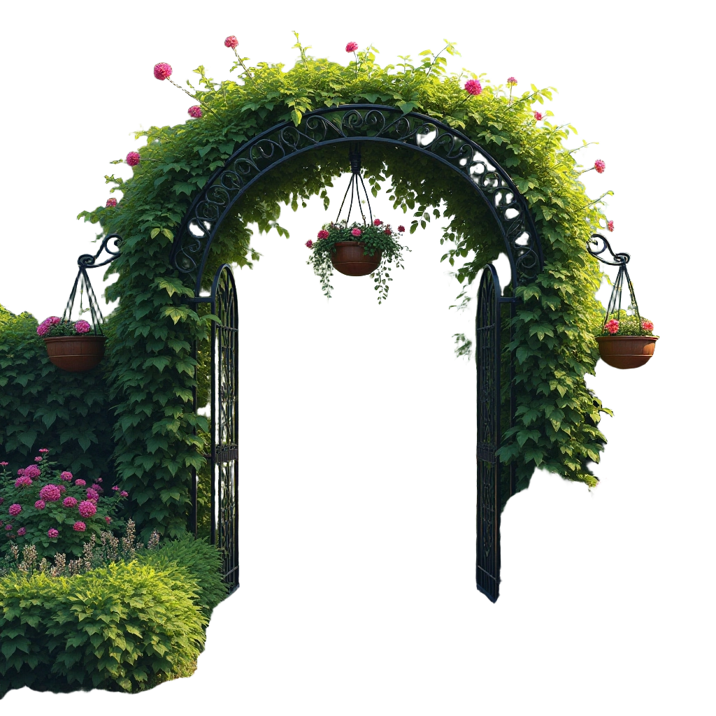 Garden Archway with Blooming Flowers