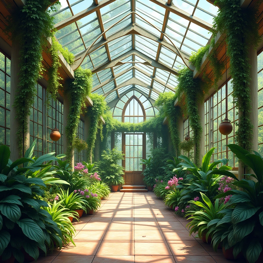 Sunlit Greenhouse Oasis