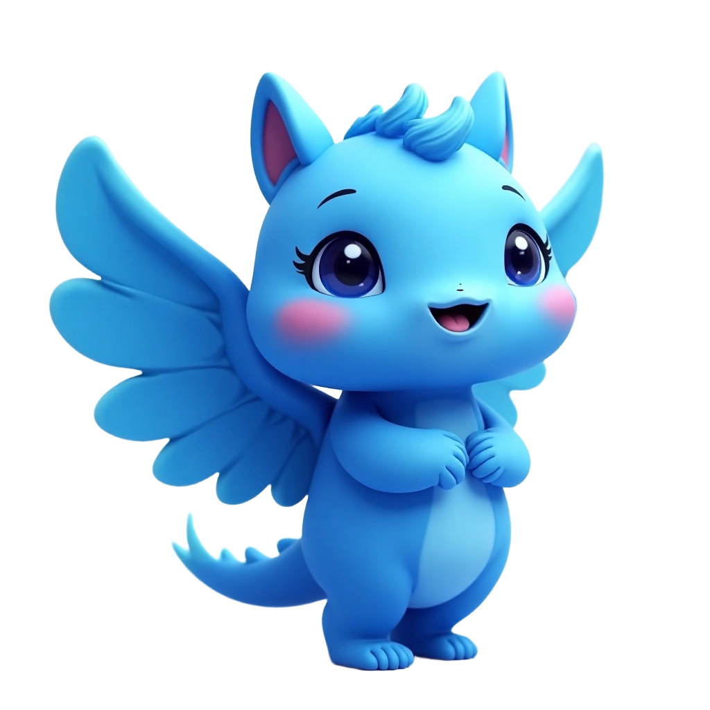 Cute Blue Dragon Character